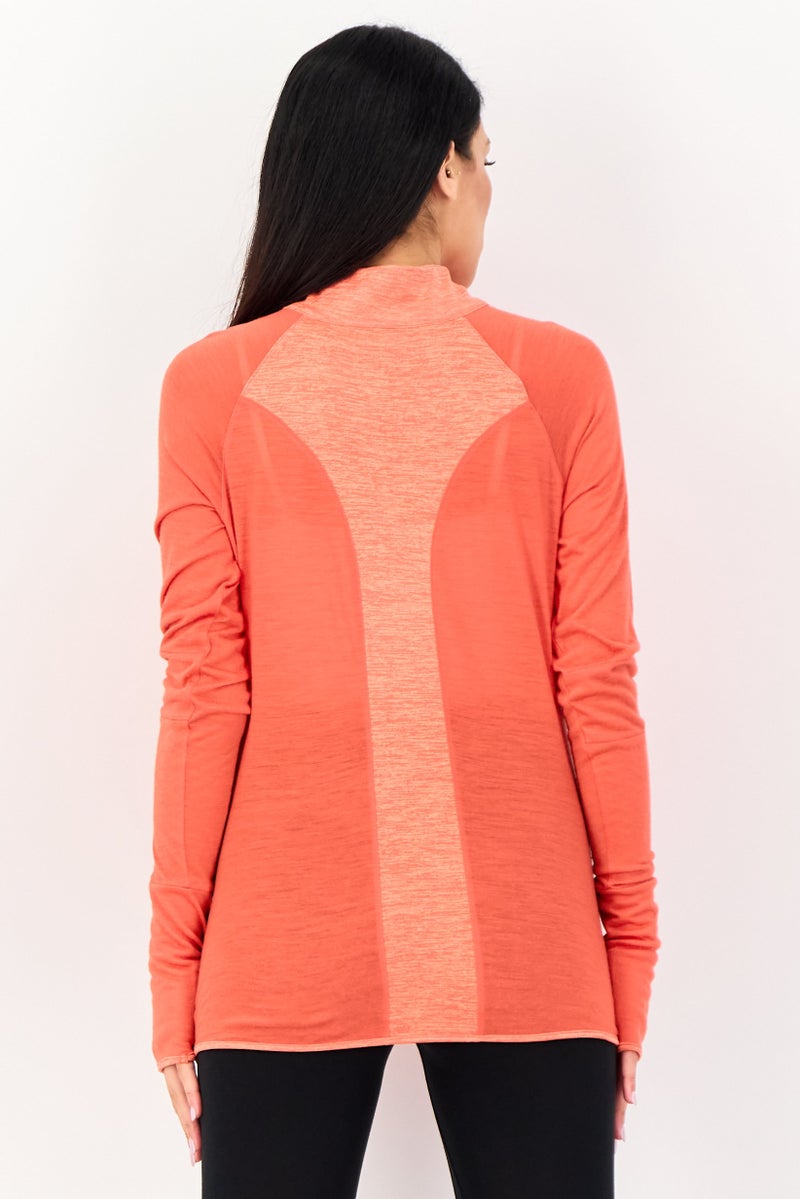 Nike بلوزة رياضية نسائية بأكمام طويلة مناسبة في الهواء الطلق، برتقالي - Image 3