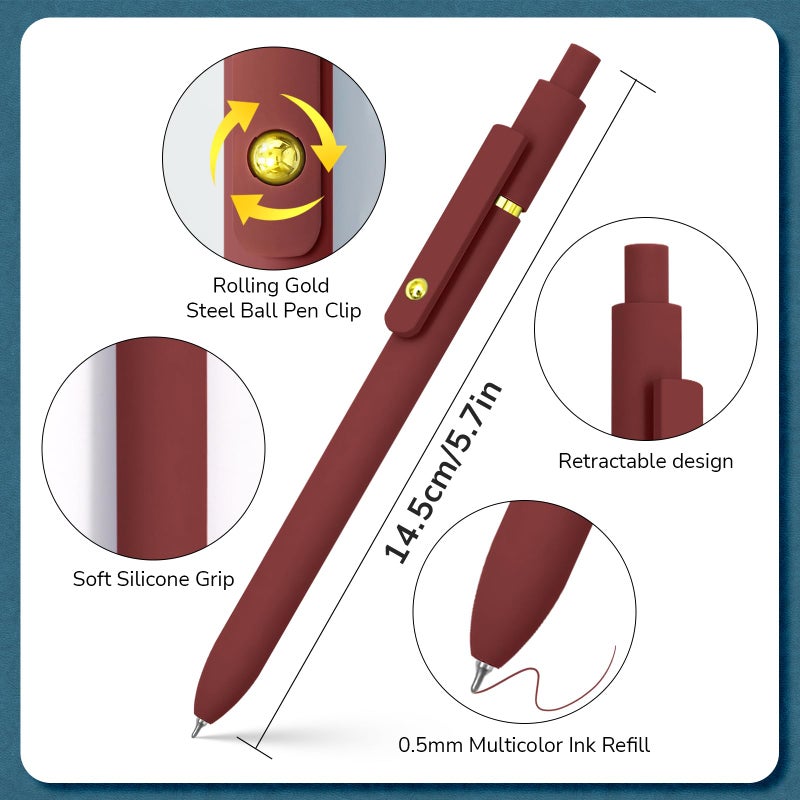UIXJODO Colorful Pens, 6 Pcs Colored Pens Fine Point Smooth Writing Pen, 0.5mm Colored Ink Gel Pen for Journaling Note Taking Writing, Office School Supplies Gifts for Women (6 Pcs Gold Vintage) - Image 3
