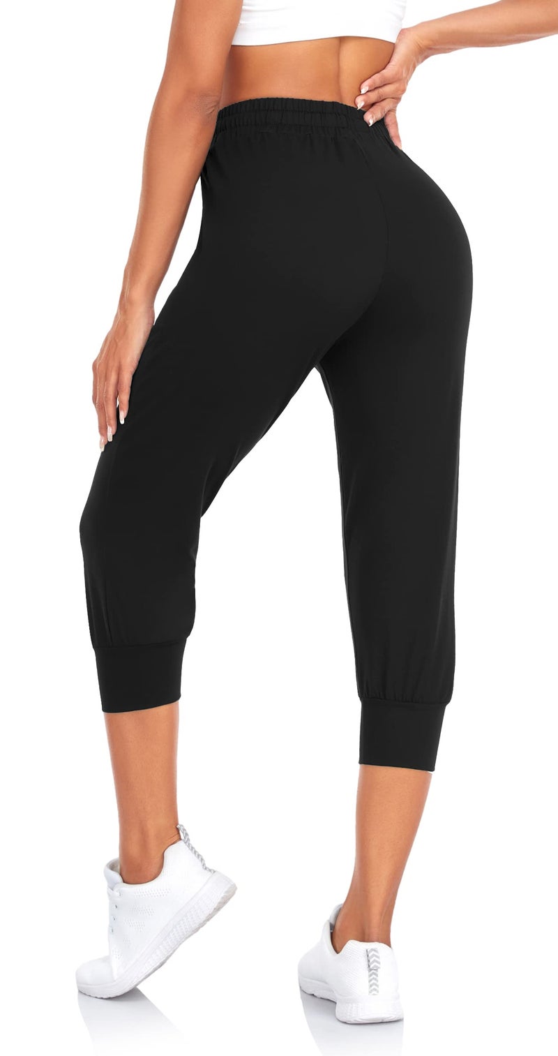 FULLSOFT 3 Pack Capri Sweatpants for Women-Womens Joggers with Pockets Athletic Leggings for Workout Yoga Running(Capri-Black,Coca Moncha,Light Khaki,Small) - Image 3