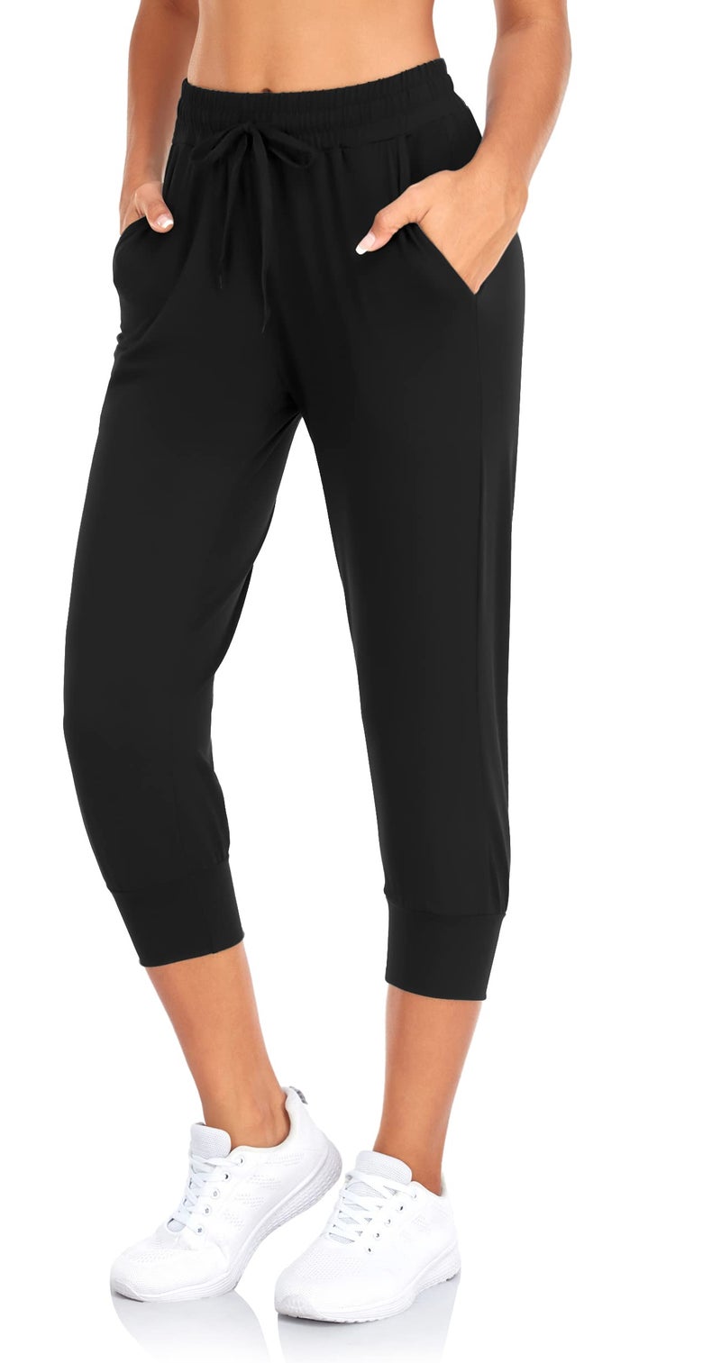 FULLSOFT 3 Pack Capri Sweatpants for Women-Womens Joggers with Pockets Athletic Leggings for Workout Yoga Running(Capri-Black,Coca Moncha,Light Khaki,Small) - Image 4