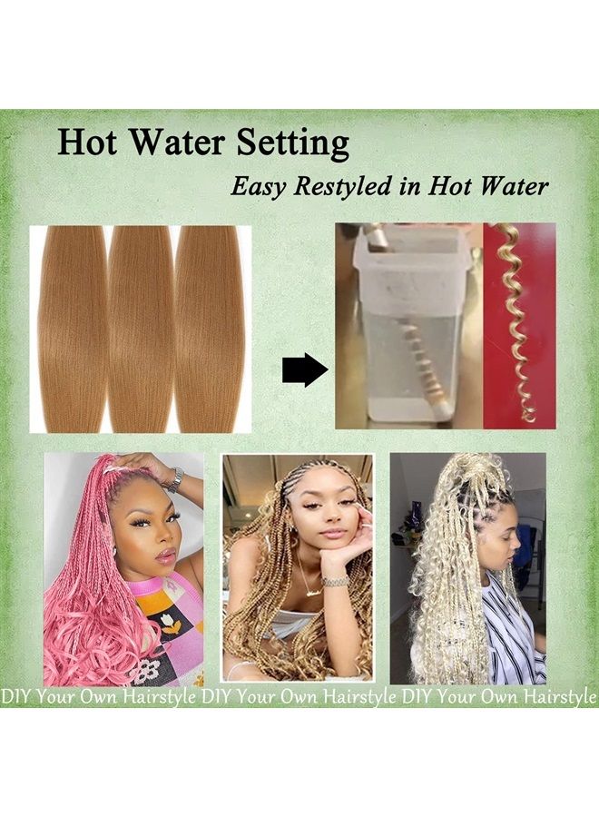 Pre Stretched Braiding Hair Professional Pre-Stretched Braids 26 Inch 8 Packs Honey Blonde Crochet Synthetic Braiding Hair Yaki Straight Color 27 Kanekalon Braids Hair Extensions for Braiding