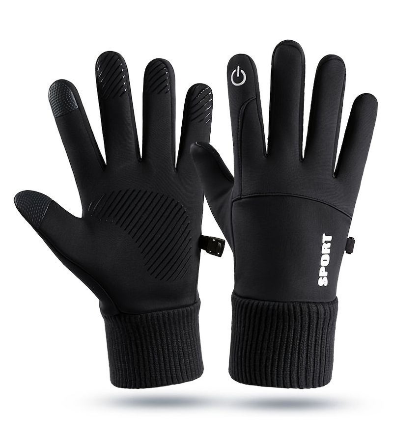 Black Windproof Thermal Gloves Touchscreen Compatible Running Cycling Driving Hiking Winter Gift Men Women - Image 3