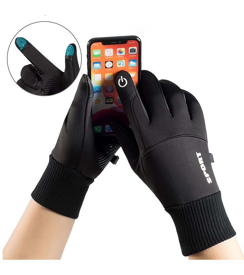 Black Windproof Thermal Gloves Touchscreen Compatible Running Cycling Driving Hiking Winter Gift Men Women - Image 5