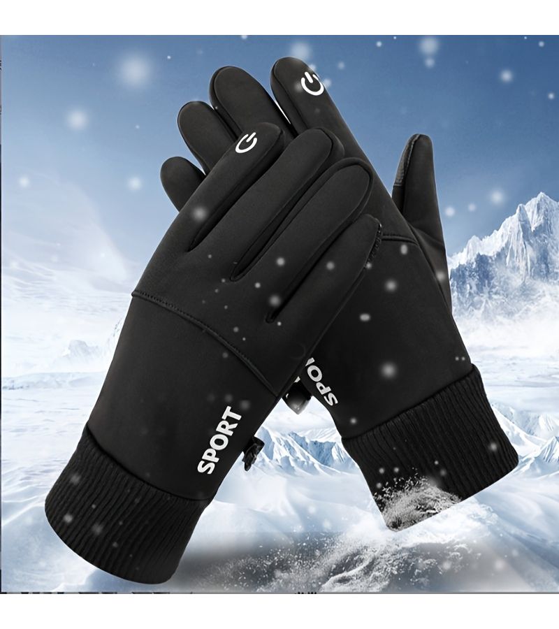 Black Windproof Thermal Gloves Touchscreen Compatible Running Cycling Driving Hiking Winter Gift Men Women - Image 4