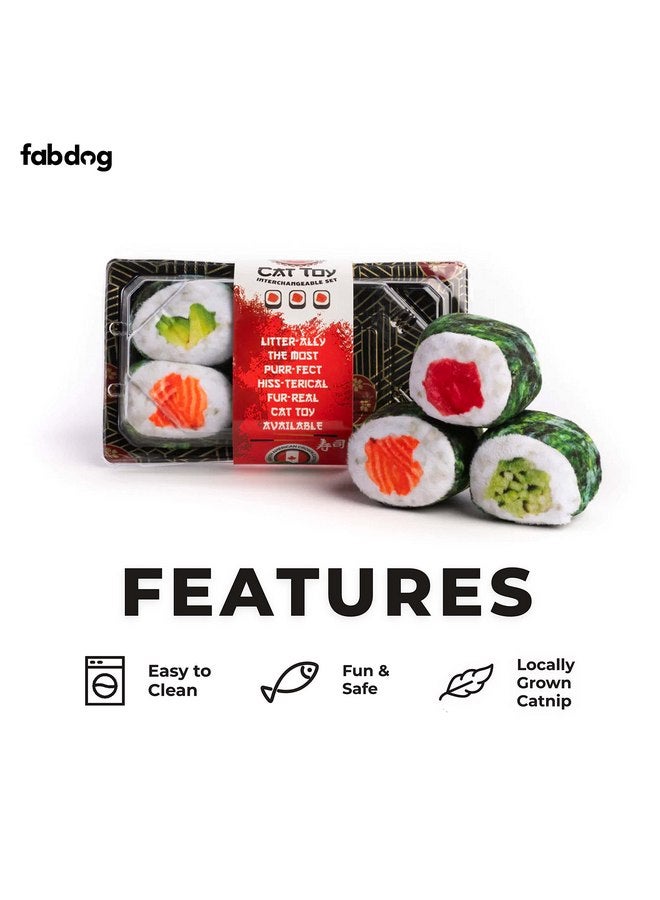 fabdog fabdog Interactive Cat Toys for Indoor Cats - Cute Cat Toys Make Great Gifts - Best Catnip-Infused Cat Accessories | New Pack N Play Box of 6 Sushi Rolls  - Image 3