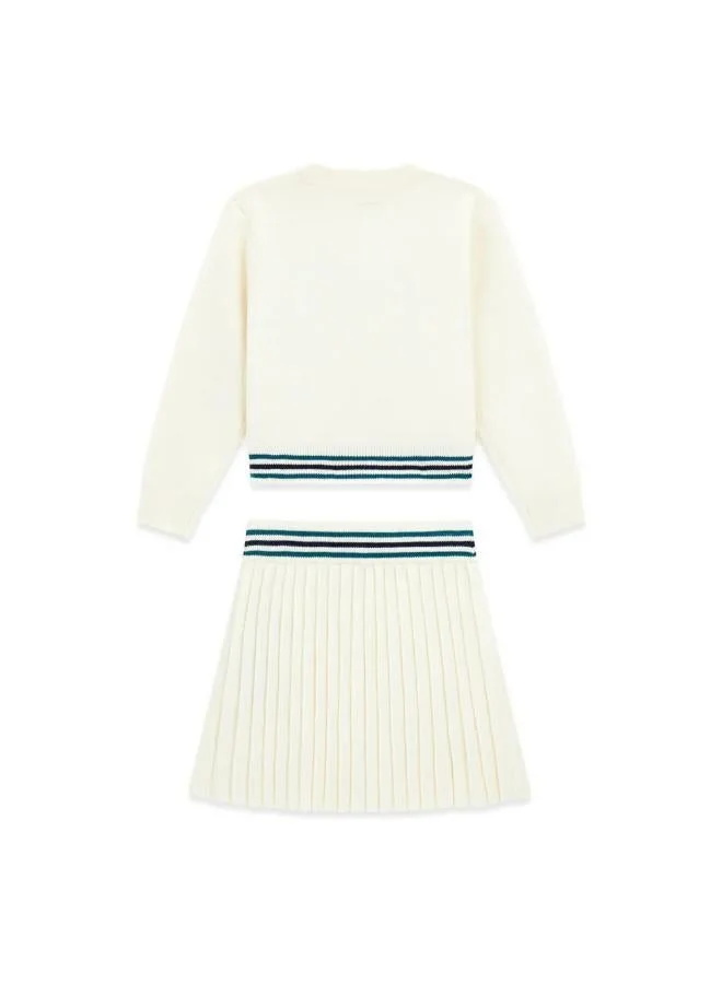 Guess Cream White Kids Set: Long Sleeve Sweater + Skirt for Women | Best Price UAE