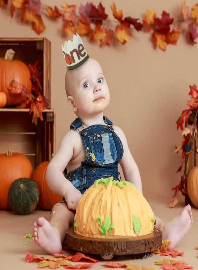 Agkvw Pumpkin 1st Birthday Crown for Boys- Pumpkin Birthday Decorations for Boys; 1st Birthday Hat; First Birthday Decorations Boy; Cake Smash Photo Props - Image 5