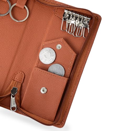 essart PU Leather Compact Key Holder Case with Zipper Closure Stylish & Durable Key Organizer Small Zippered Case for Keys, Coins & Accessories for Men & Women - Image 5