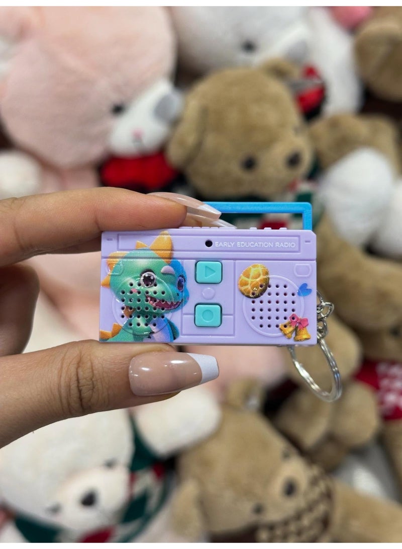 Wen Sheng Purple Dinosaur Retro Radio Voice Recorder Keychain