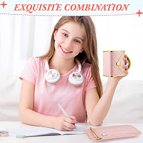 Sliner 4 Sets Coffee Mug Handbag Shaped Ceramic Tea Cup with Saucer Spoon 10 Oz/ 310 ml Purse Gift Mug for Office Home Coffee Tea Hot Chocolate Cappuccino(Classic) - Image 5