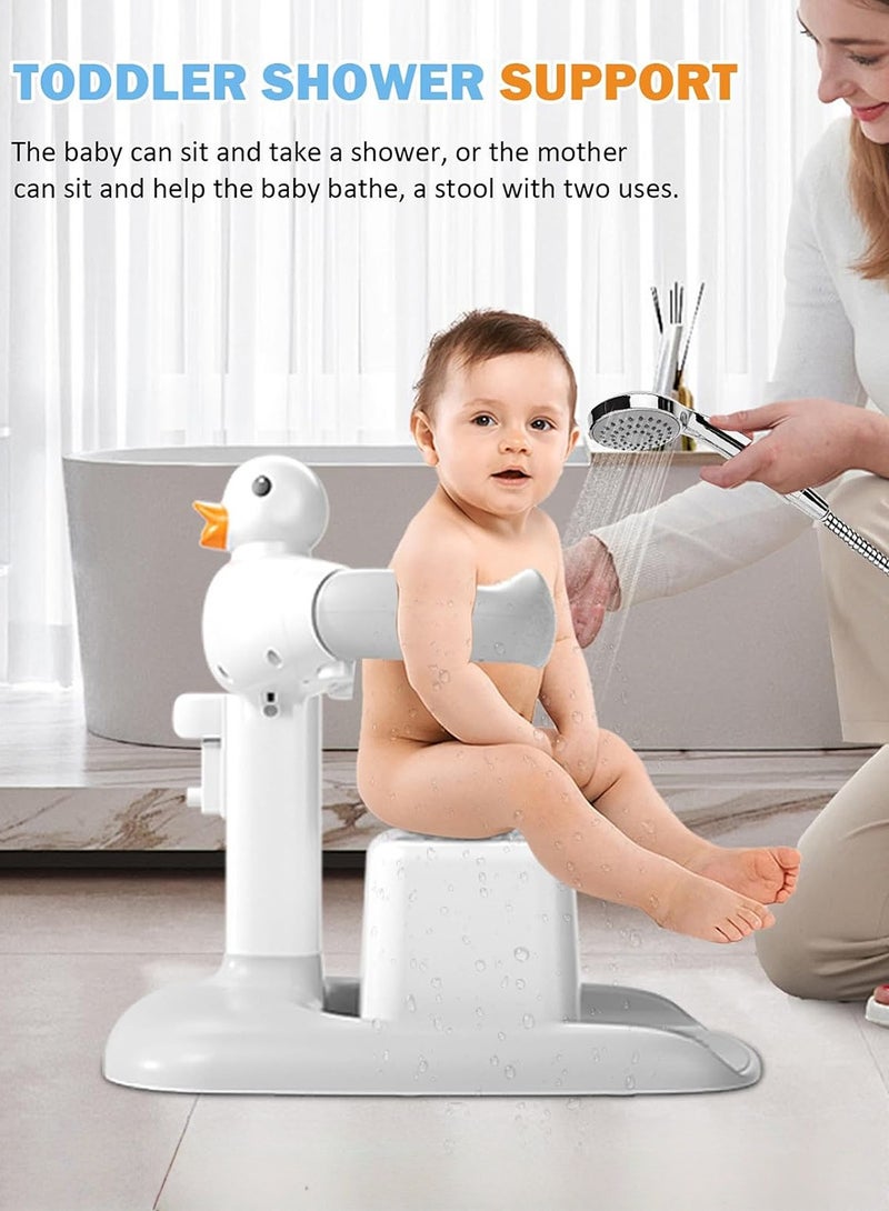 EzzySo حامل دش للأطفال مع مقعد قابل للتعديل لمقعد استحمام الأطفال 360° تنظيف قاعدة أخطبوط غير قابلة للانزلاق للأطفال من 8-24 شهر (رمادي) - Image 3
