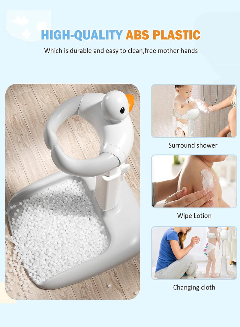 EzzySo حامل دش للأطفال مع مقعد قابل للتعديل لمقعد استحمام الأطفال 360° تنظيف قاعدة أخطبوط غير قابلة للانزلاق للأطفال من 8-24 شهر (رمادي) - Image 5