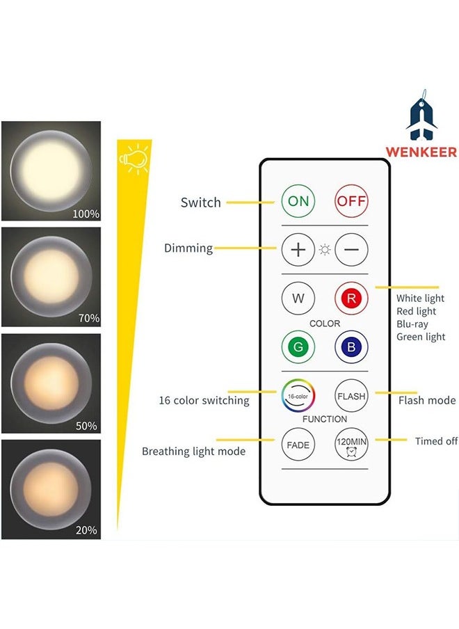 6 Packs Puck Light with 2 Remote Control, Cabinet Lights Battery Operated, 16 Color RGB LED Led Under Cabinet Lighting with Battery Powered