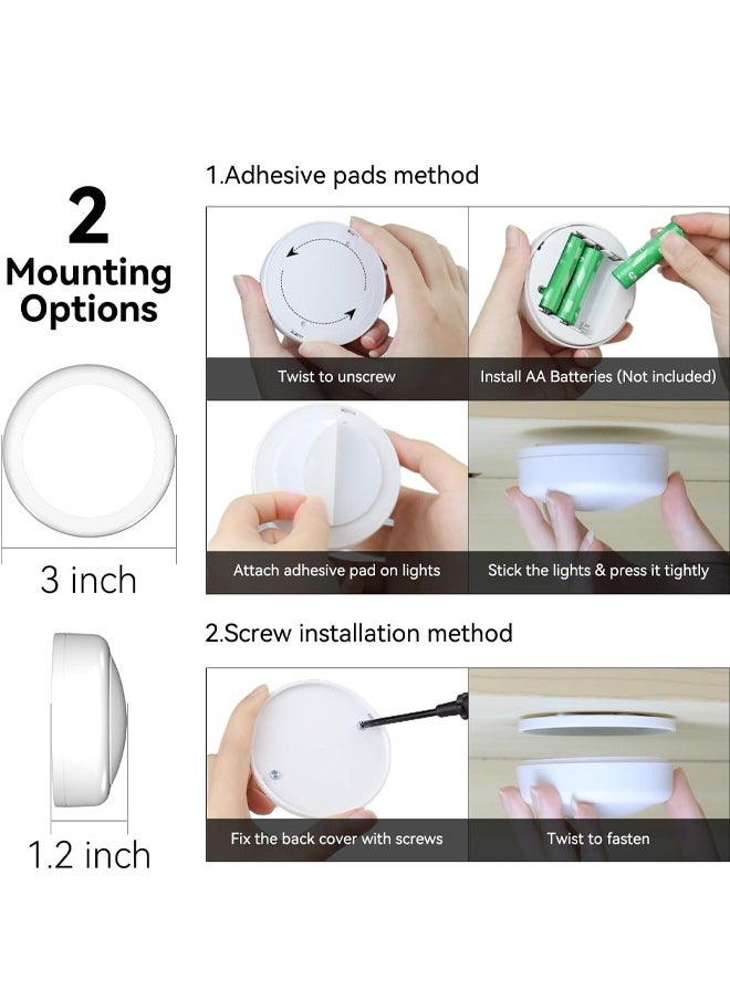 6 Packs Puck Light with 2 Remote Control, Cabinet Lights Battery Operated, 16 Color RGB LED Led Under Cabinet Lighting with Battery Powered