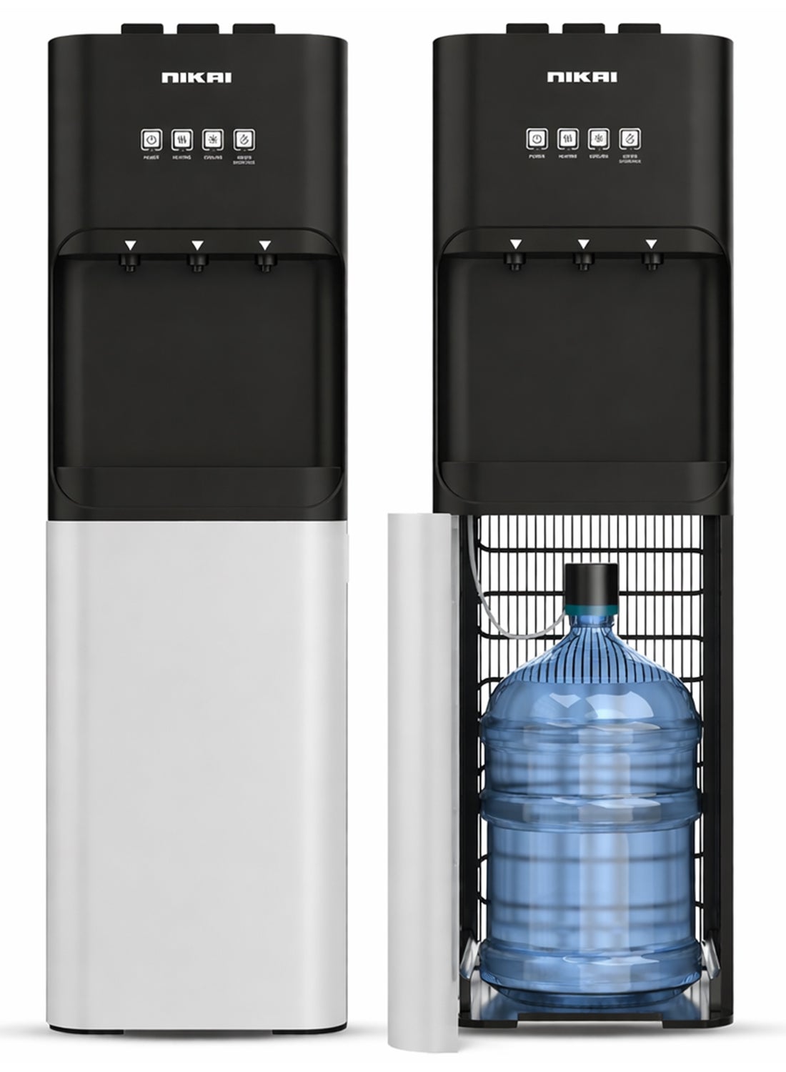 3-Tap/Faucet Bottom Loading Water Dispenser Instant Hot/Cold/Room Temperature Water Dispenser Child Safety Lock, Stainless Steel Reservoir, Ideal For Home And Office NWD4000BS Black/Grey