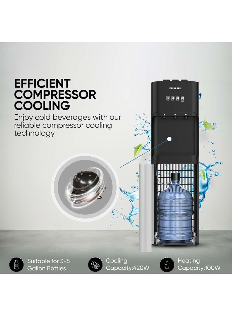 NIKAI 3-Tap/Faucet Bottom Loading Water Dispenser Instant Hot/Cold/Room Temperature Water Dispenser Child Safety Lock, Stainless Steel Reservoir, Ideal For Home And Office NWD4000BS Black/Grey - Image 4
