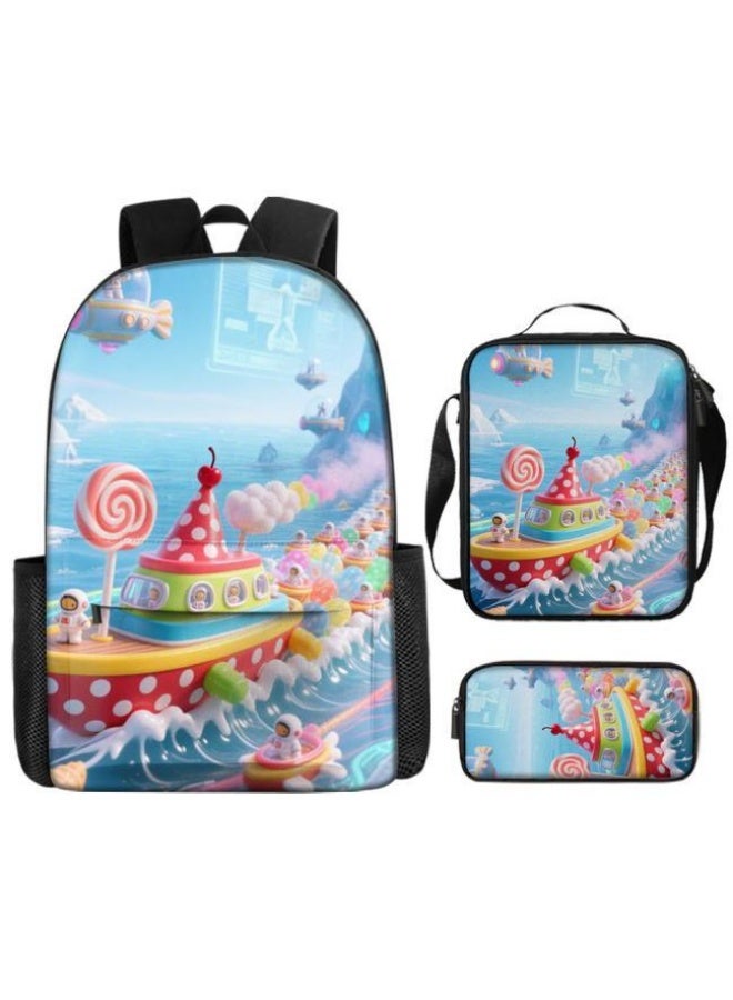 واضح من النار حقائب الظهر + حقائب اليد + حقائب القرطاسية | موسم العودة إلى المدرسة / هدايا المهرجان | حقيبة كرتونية من ثلاث قطع، سهلة التعامل مع مناسبات مختلفة (متوفرة للطلاب والأطفال ونزهايات الأصدقاء وتسلق الجبال والمدرسة وما إلى ذلك) - 116 - Image 2