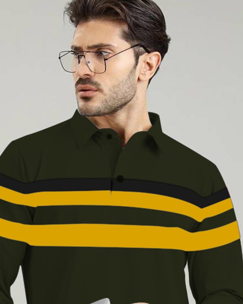 AUSK Men Polo T-Shirt || Full Sleeves Polo T Shirts for Men || Mens T-Shirts Olive - Image 3