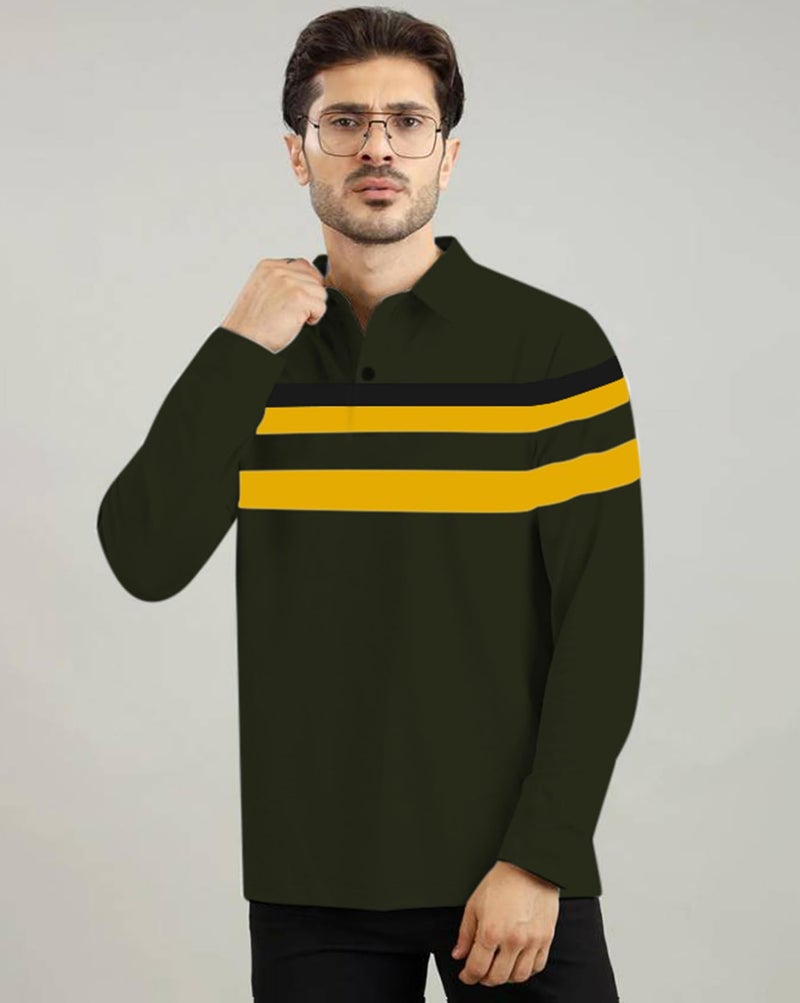 AUSK Men Polo T-Shirt || Full Sleeves Polo T Shirts for Men || Mens T-Shirts Olive - Image 4