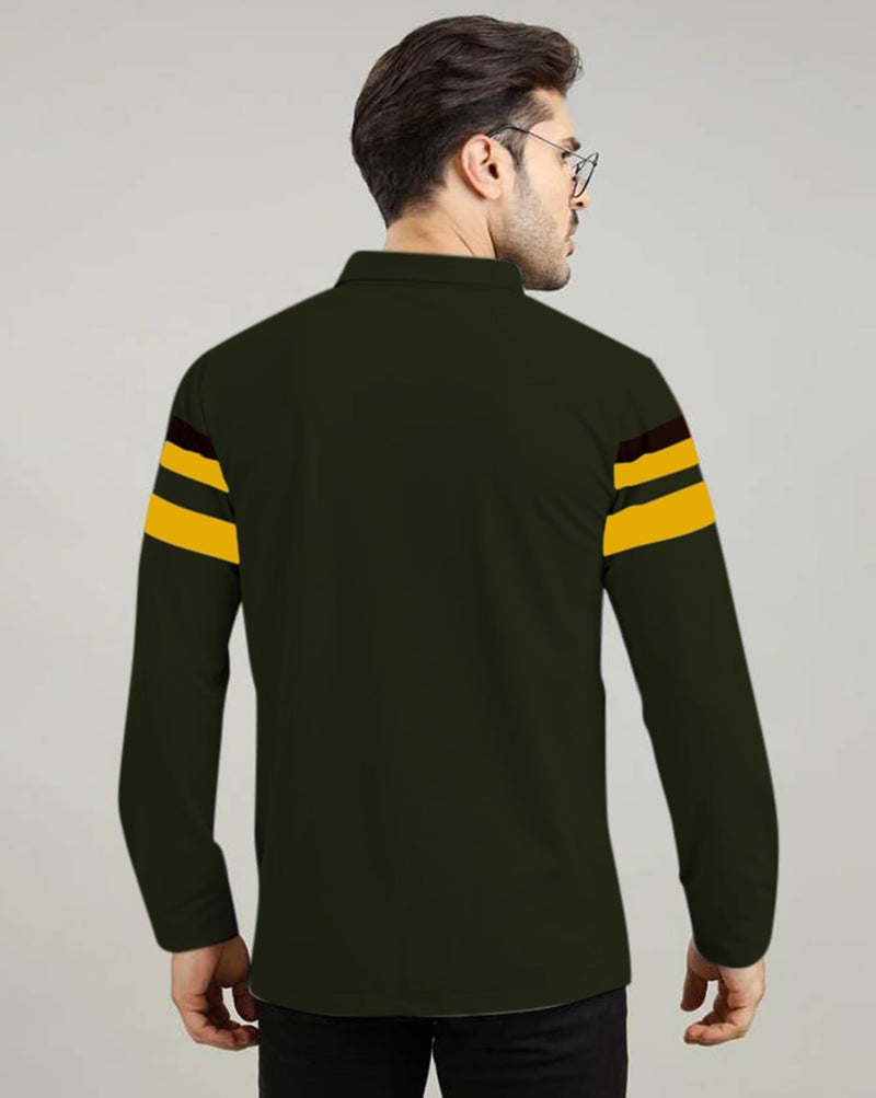 AUSK Men Polo T-Shirt || Full Sleeves Polo T Shirts for Men || Mens T-Shirts Olive - Image 2