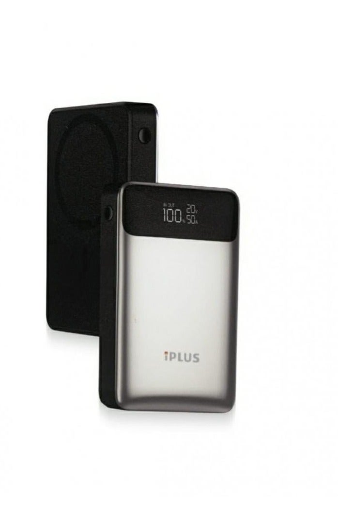 آي بلس بنك الطاقة اللاسلكي iPlus B115 بتصميم صغير الحجم يعمل بالشفط المغناطيسي، يتميز بشحن سريع بقوة 22.5 وات، وشاشة رقمية، وحماية أمان لتوفير أقصى قدر من الراحة أثناء التنقل.