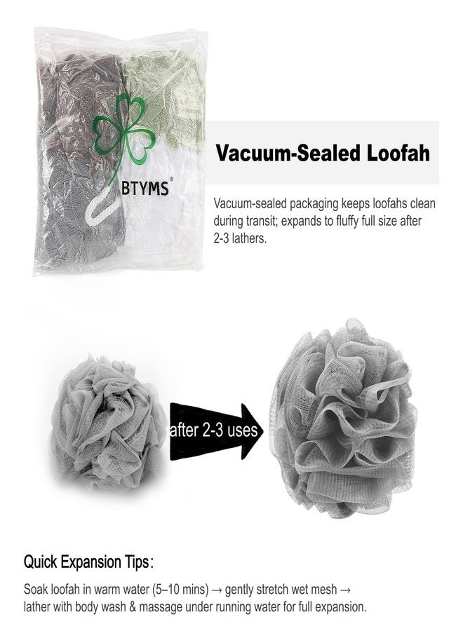 بي تي واي ام اس مجموعة BTYMS من 4 قطع من ليفة الاستحمام، إسفنجة تقشير الجسم، 75 غرام/قطعة، ليفة استحمام، إسفنجات استحمام للنساء والرجال - Image 5