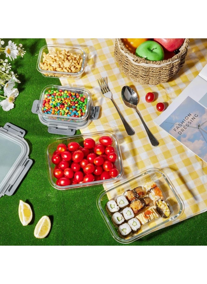 TYCOM Glass Meal Prep Containers 12 pcs Mixed Glass Food Storage Containers with Lids Glass Lunch Box Portion Control Airtight Glass Bento Box Lunch Containers 12 Pieces Grey.  - Image 4