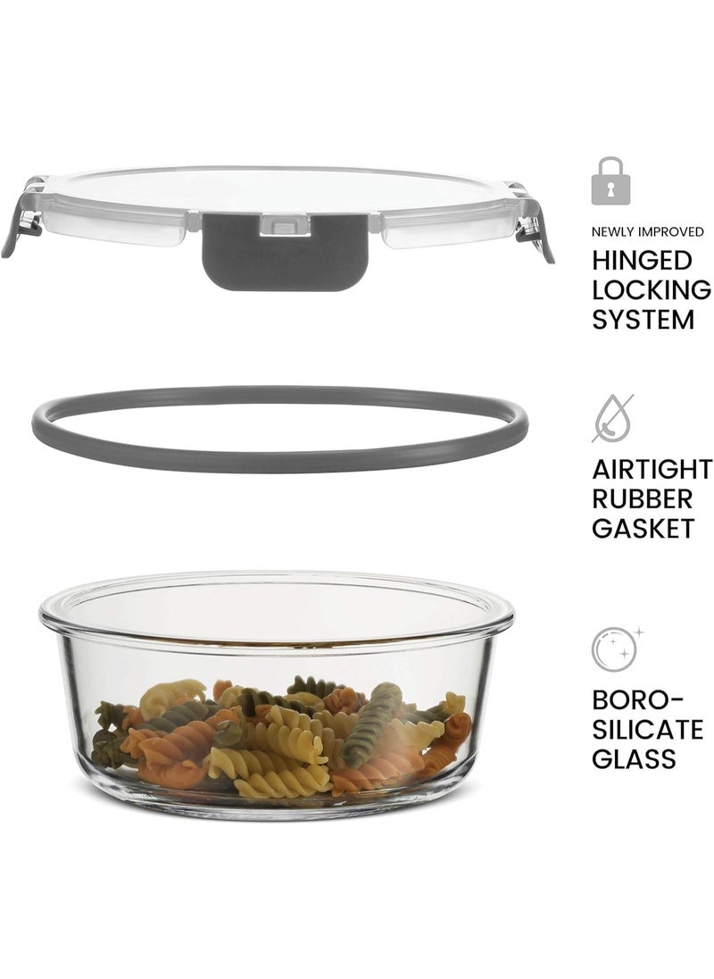 TYCOM Glass Meal Prep Containers 12 pcs Mixed Glass Food Storage Containers with Lids Glass Lunch Box Portion Control Airtight Glass Bento Box Lunch Containers 12 Pieces Grey.  - Image 3