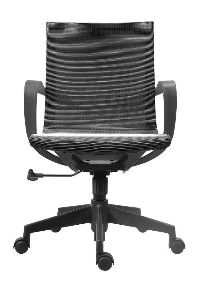Generic - Black Frame Middle Back Ergonomic Office Chair for Executives and Managers, Height Adjustable with Tilt, High-Quality Mesh Back, Fiberglass PP Base, Nylon Casters - Image 1