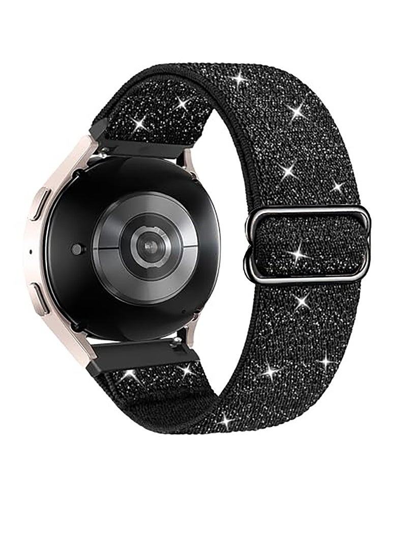 Strap Nylon Loop 20MM Band For Samsung Gear Sport/Watch6/Watch 4/Watch 5 /Watch 5 Pro /S2 classic/active 2 40mm 44mm/Amazfit GTS 2/3/ GTS 4/4 Mini/Bip 3/Pro/GTS 2 mini/GTS 2e/Bip U Shiny Black