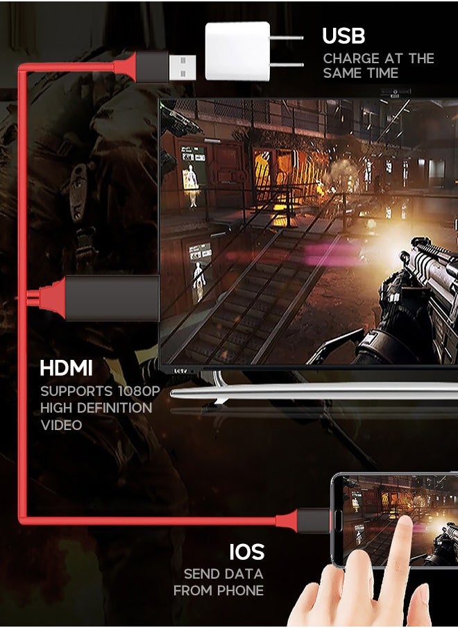 ماركة غير محددة - كابل صوت HDMI فائق السرعة، كابل AV Lightning 24 HD، يدعم نقل الفيديو عالي الدقة لتشغيل واضح وسلس - Image 1