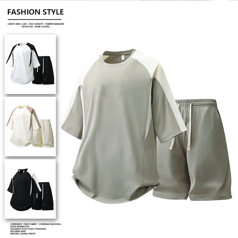 Men's Casual Sports Tracksuit Set - Round Neck Short Sleeve T-shirt & Shorts - Image 3