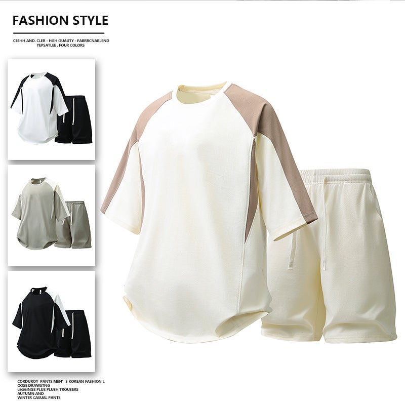Men's Casual Sports Tracksuit Set - Round Neck Short Sleeve T-shirt & Shorts - Image 4