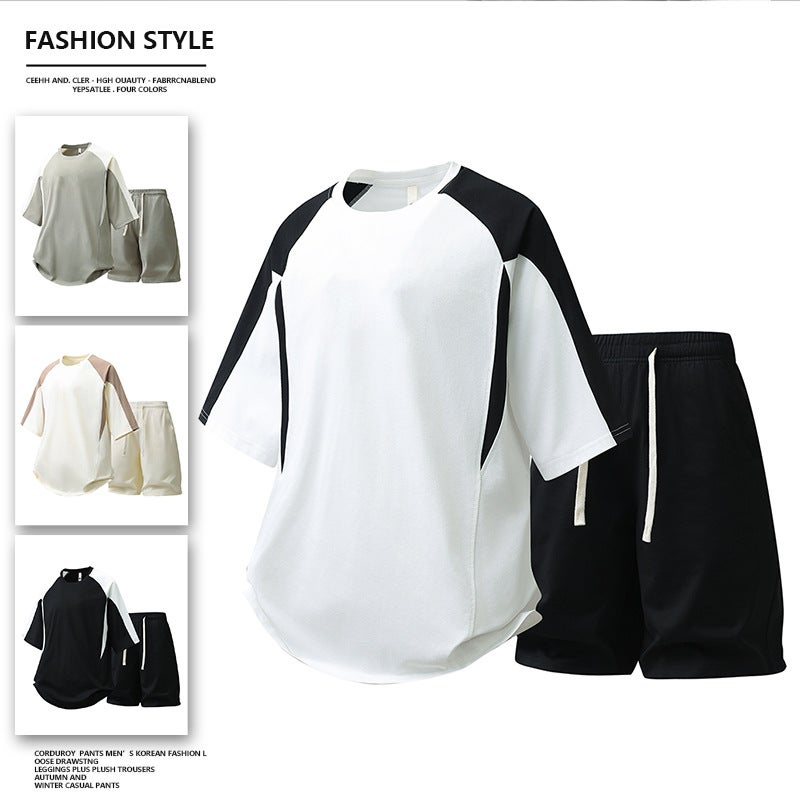Men's Casual Sports Tracksuit Set - Round Neck Short Sleeve T-shirt & Shorts - Image 5