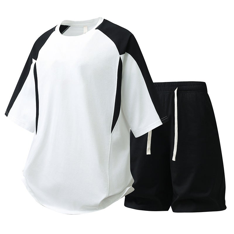 Men's Casual Sports Tracksuit Set - Round Neck Short Sleeve T-shirt & Shorts - Image 2