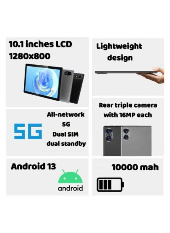 CCIT Tab 12 Max 10.1" Android Tablet with Massive 16GB RAM and 1TB ROM Storage, Stunning Full HD Touchscreen Display, Dual SIM 4G Connectivity for Seamless Internet, Powerful 10000mAh Long-Lasting Battery, Includes Keyboard, Mouse & Stylus for Productivity - Sleek Grey - Image 3