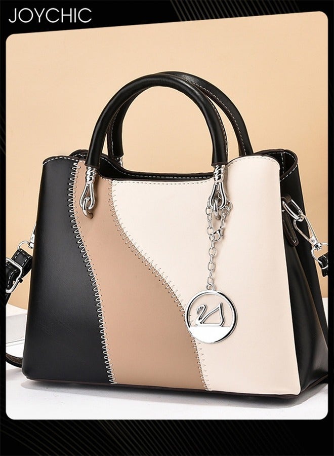 Joychic Women Luxury Contrast Color Large Capacity Tote Bag PU Fabric Waterproof Handbag Multi Pocket Commuting Crossbody Bag for Party Daily Shopping - Image 1