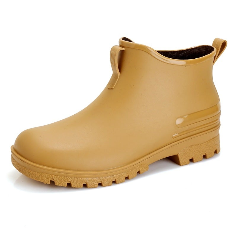 Cross-Border fashion rain boots mens Korean-style versatile couple rain boots Womens kitchen non-slip water shoes thick-soled wear-resistant waterproof rubber shoes Camel