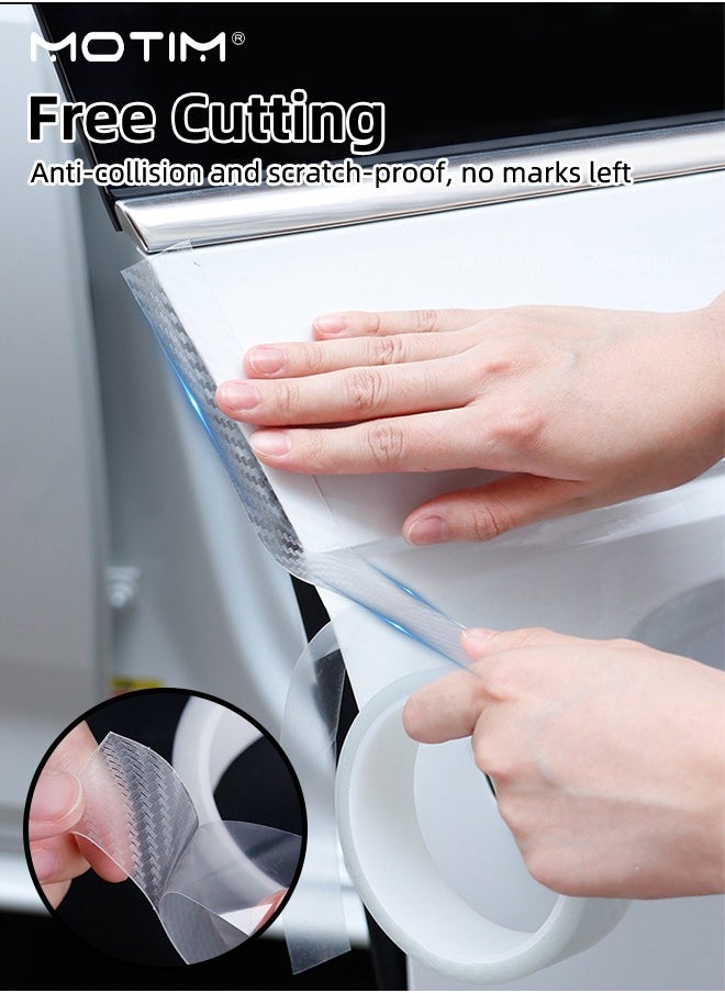 Motim - 2 IN 1, 5M Car Door Edge Guards U Shape Edge Trim Rubber Seal Protector and 10 Meter Clear Carbon Fiber Car Door Edge Guard Protective Film, Car Sill Protectors Strips - Image 1