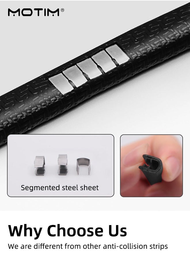 Motim - 2 IN 1, 5M Car Door Edge Guards U Shape Edge Trim Rubber Seal Protector and 10 Meter Clear Carbon Fiber Car Door Edge Guard Protective Film, Car Sill Protectors Strips - Image 1