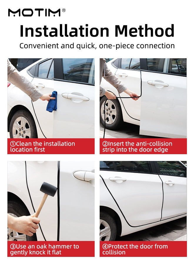 Motim - 2 IN 1, 5M Car Door Edge Guards U Shape Edge Trim Rubber Seal Protector and 10 Meter Clear Carbon Fiber Car Door Edge Guard Protective Film, Car Sill Protectors Strips - Image 1