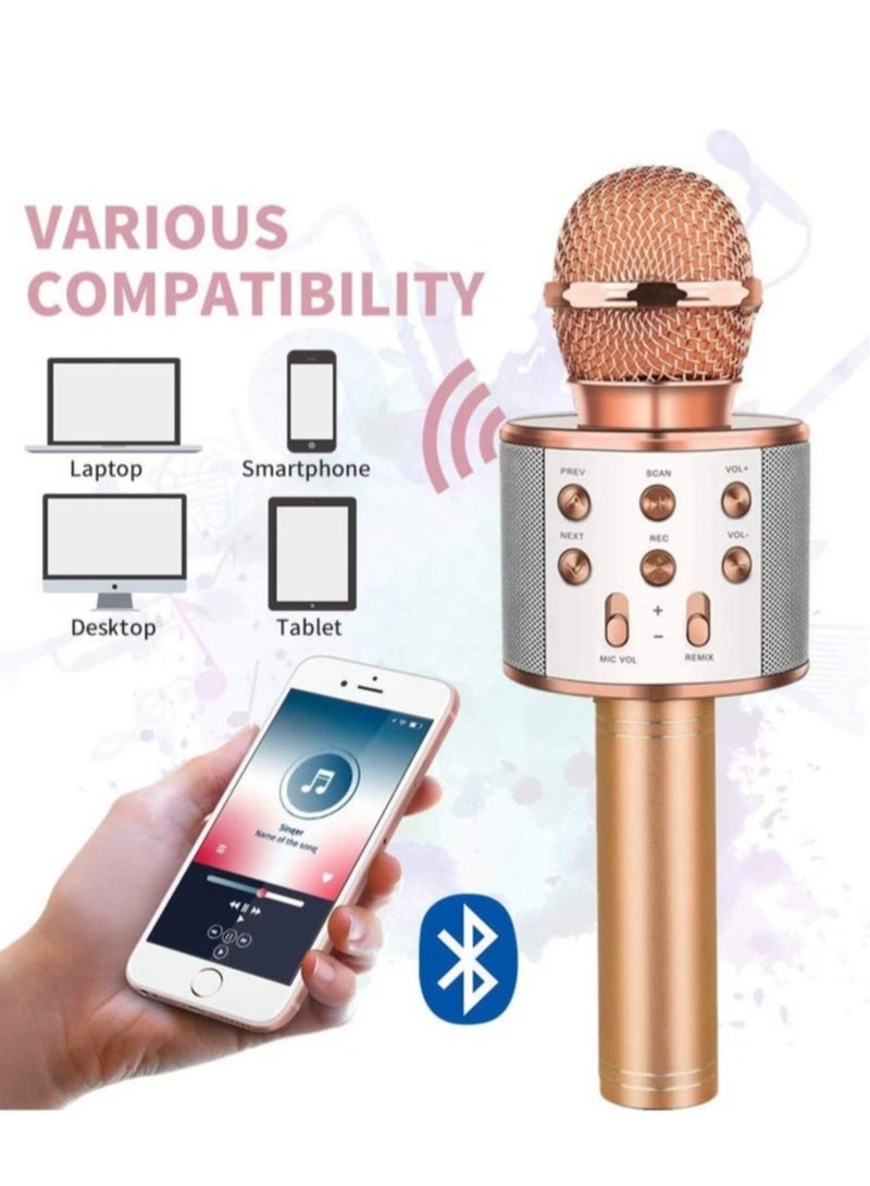 ELTRAZONE Wireless Bluetooth Karaoke Microphone Rechargeable Kids Microphone Karaoke Machine Professional Handheld Karaoke Mic Speaker Home KTV Kids Birthday Party - Best Gifts for Kids Adults (Rose Gold) - Image 2