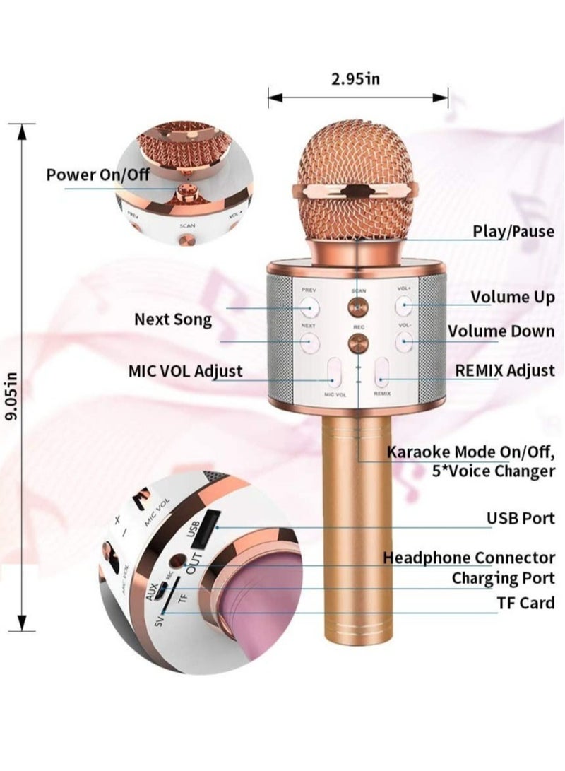 ELTRAZONE Wireless Bluetooth Karaoke Microphone Rechargeable Kids Microphone Karaoke Machine Professional Handheld Karaoke Mic Speaker Home KTV Kids Birthday Party - Best Gifts for Kids Adults (Rose Gold) - Image 3