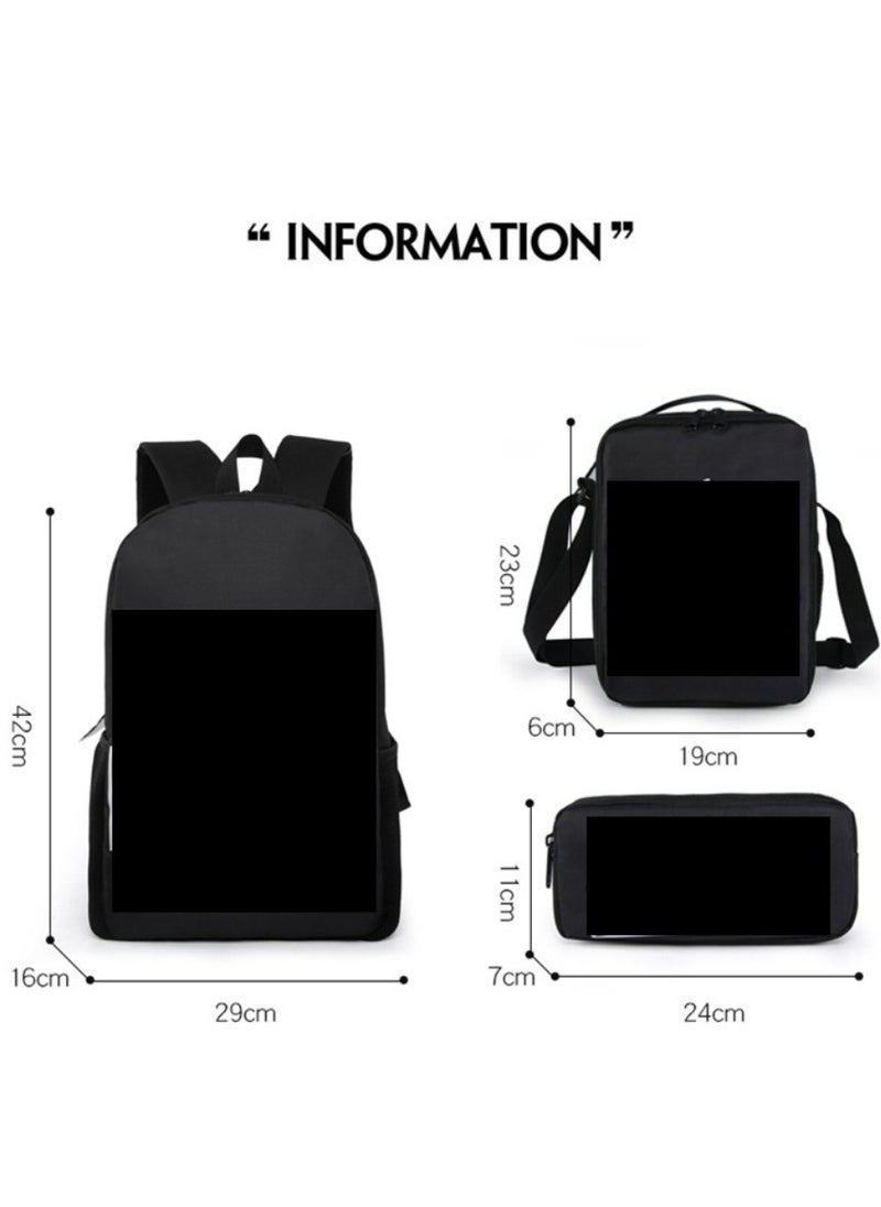 MINECRAFT Digital Printing Large Capacity Backpack Three piece Set Lunch Bag Pen Bag Polyester Comfortable Load Reducing Backpack for Students and Children Unisex  - Image 2