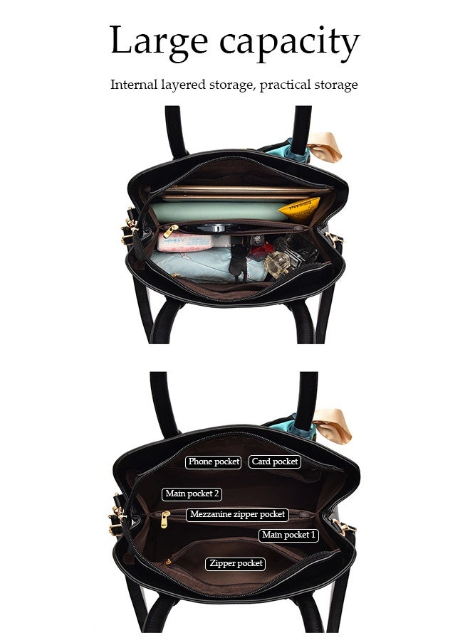 DUNISO Women's Shoulder Bag, Soft Leather Crossbody Bag, Fashionable Handbag With Ribbon And Pearl Pendant, Adjustable Shoulder Strap, Suitable For Commuting, Travel, Shopping, Storage And Organization - Image 4