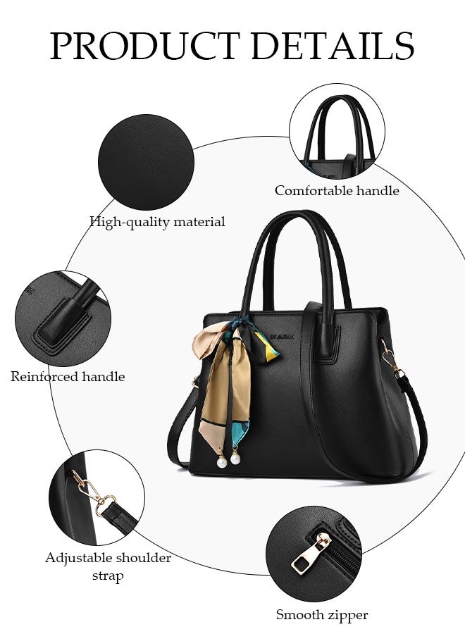 DUNISO Women's Shoulder Bag, Soft Leather Crossbody Bag, Fashionable Handbag With Ribbon And Pearl Pendant, Adjustable Shoulder Strap, Suitable For Commuting, Travel, Shopping, Storage And Organization - Image 3