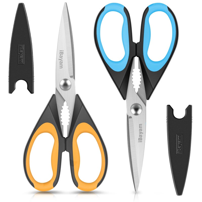 Kitchen Scissors iBayam 2Pack Kitchen Shears 9 Inch Heavy Duty Dishwasher Safe Food Scissors Multipurpose Stainless Steel Sharp Cooking Scissors for Kitchen Chicken Poultry Fish Meat Herbs