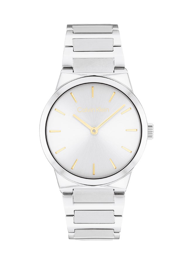 CALVIN KLEIN ساعة كالفن كلاين النسائية الفضية البيضاء ذات القرص الدائري - 25100076 - Image 1