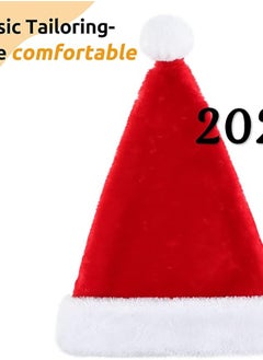 KONVINIT Convent Deluxe Santa Hat Christmas Plush Wide Santa Hat with Faux Fur Pom Pom Ball on Top for Adults  - Image 2