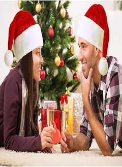 KONVINIT Convent Deluxe Santa Hat Christmas Plush Wide Santa Hat with Faux Fur Pom Pom Ball on Top for Adults  - Image 4